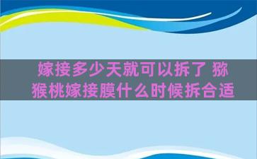 嫁接多少天就可以拆了 猕猴桃嫁接膜什么时候拆合适